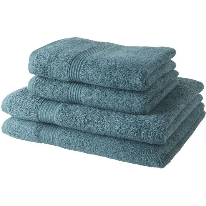 2 Serviettes de bain TODAY 50x90 + 2 Draps de bain 70x130 cm 100% Coton - Paon Mamm