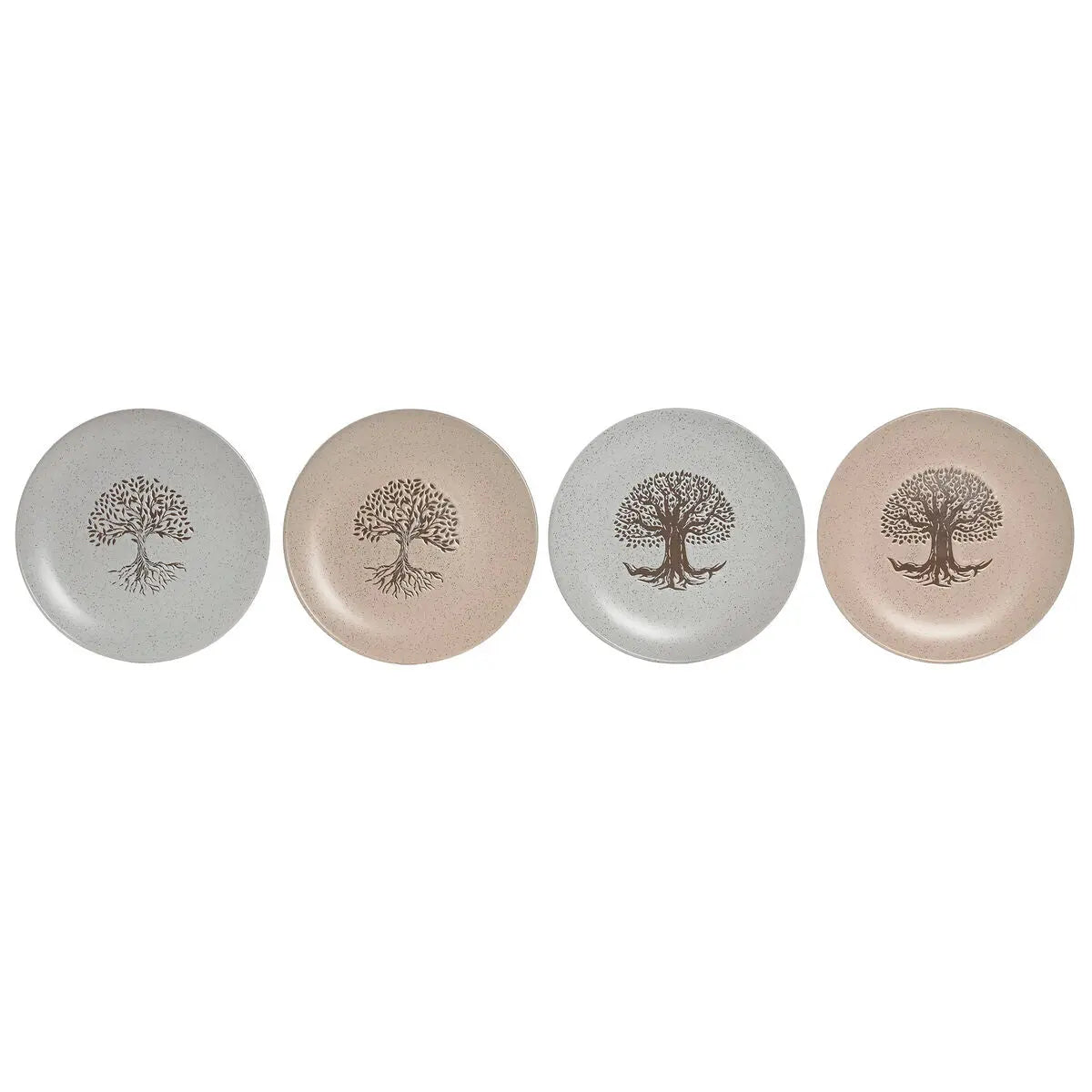 Assiette plate Home ESPRIT Blanc Beige Grès Traditionnel 20 x 20 x 2,5 cm - MAMM®