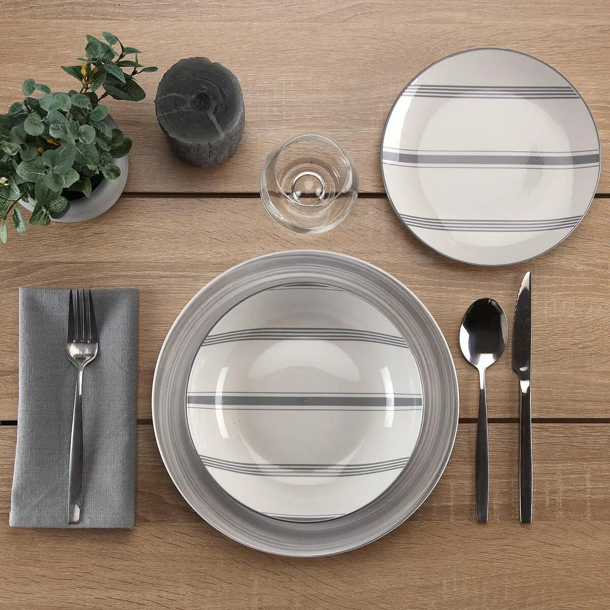 Assiettes Versa VORTEX  Gris Porcelaine 18 Pièces - MAMM®