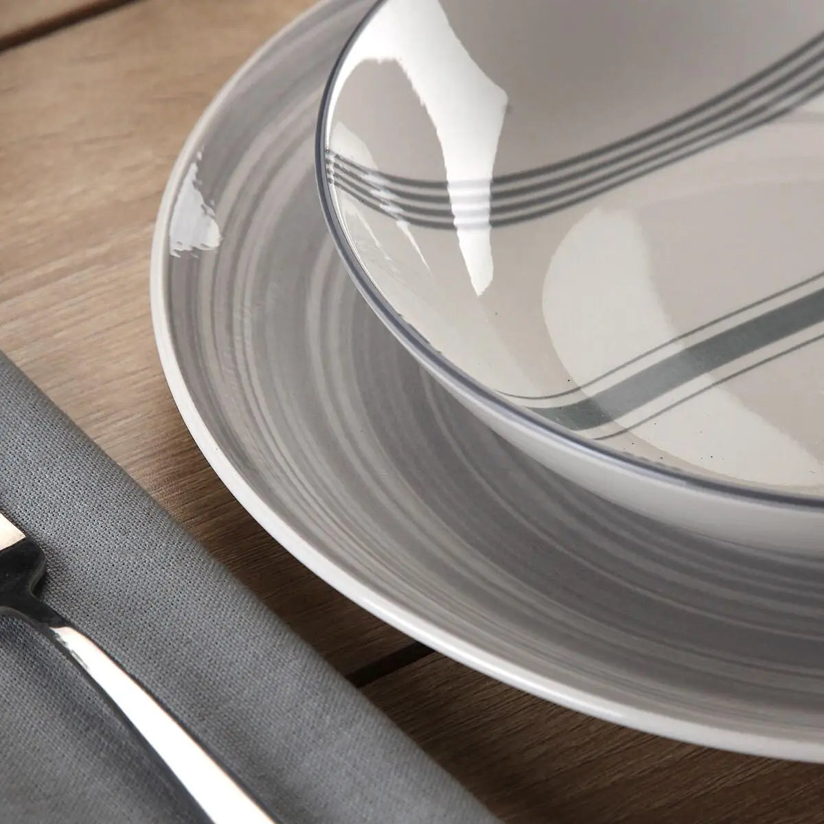 Assiettes Versa VORTEX  Gris Porcelaine 18 Pièces - MAMM®
