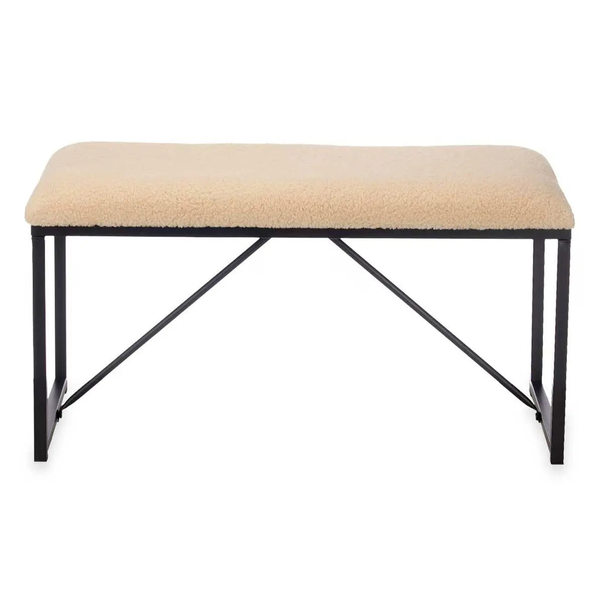Banc Beige Métal Tissu 81 x 42 x 38 cm Bigbuy