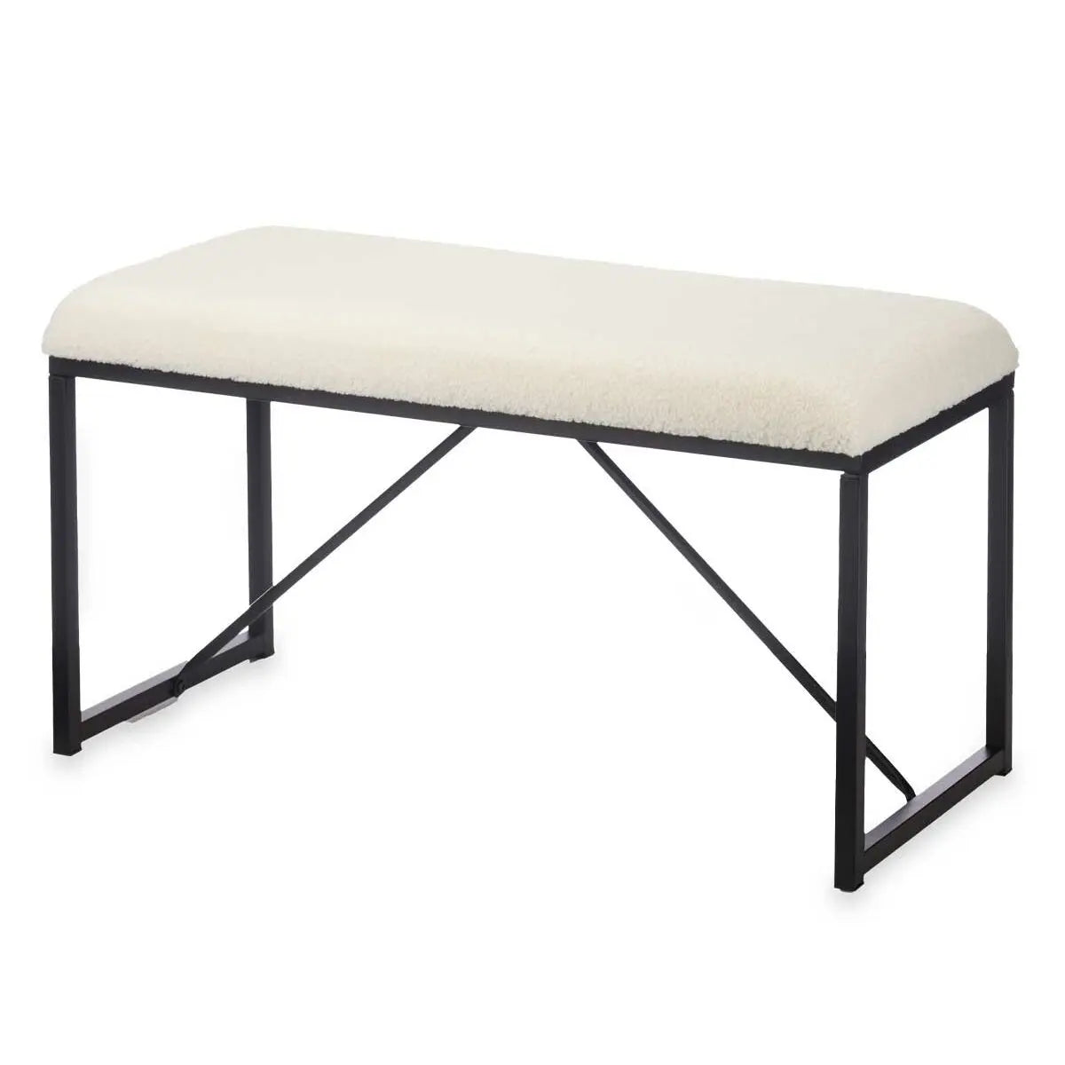 Banc Blanc Métal Tissu 81 x 42 x 38 cm Bigbuy