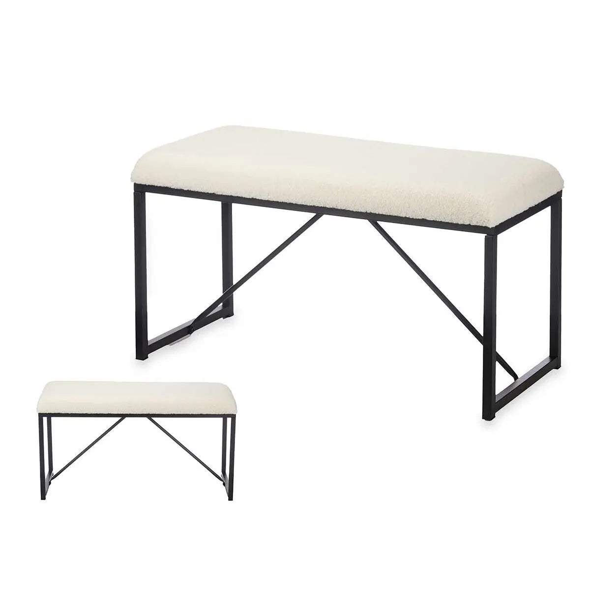 Banc Blanc Métal Tissu 81 x 42 x 38 cm Bigbuy