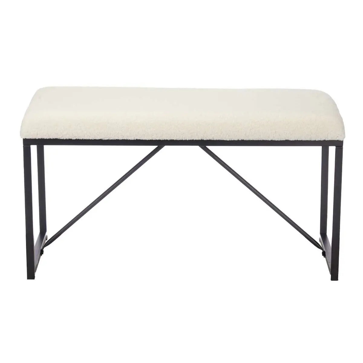 Banc Blanc Métal Tissu 81 x 42 x 38 cm Bigbuy