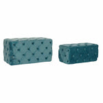 Banquette DKD Home Decor   Bleu Polyester Velours Bois MDF (88 x 53 x 48 cm) Mamm