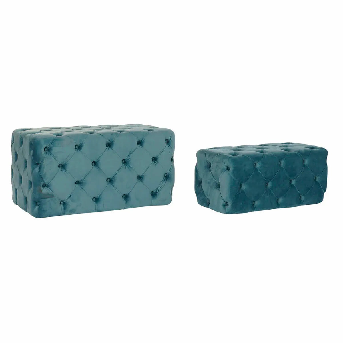 Banquette DKD Home Decor Bleu Polyester Velours Bois MDF (88 x 53 x 48 cm) Mamm