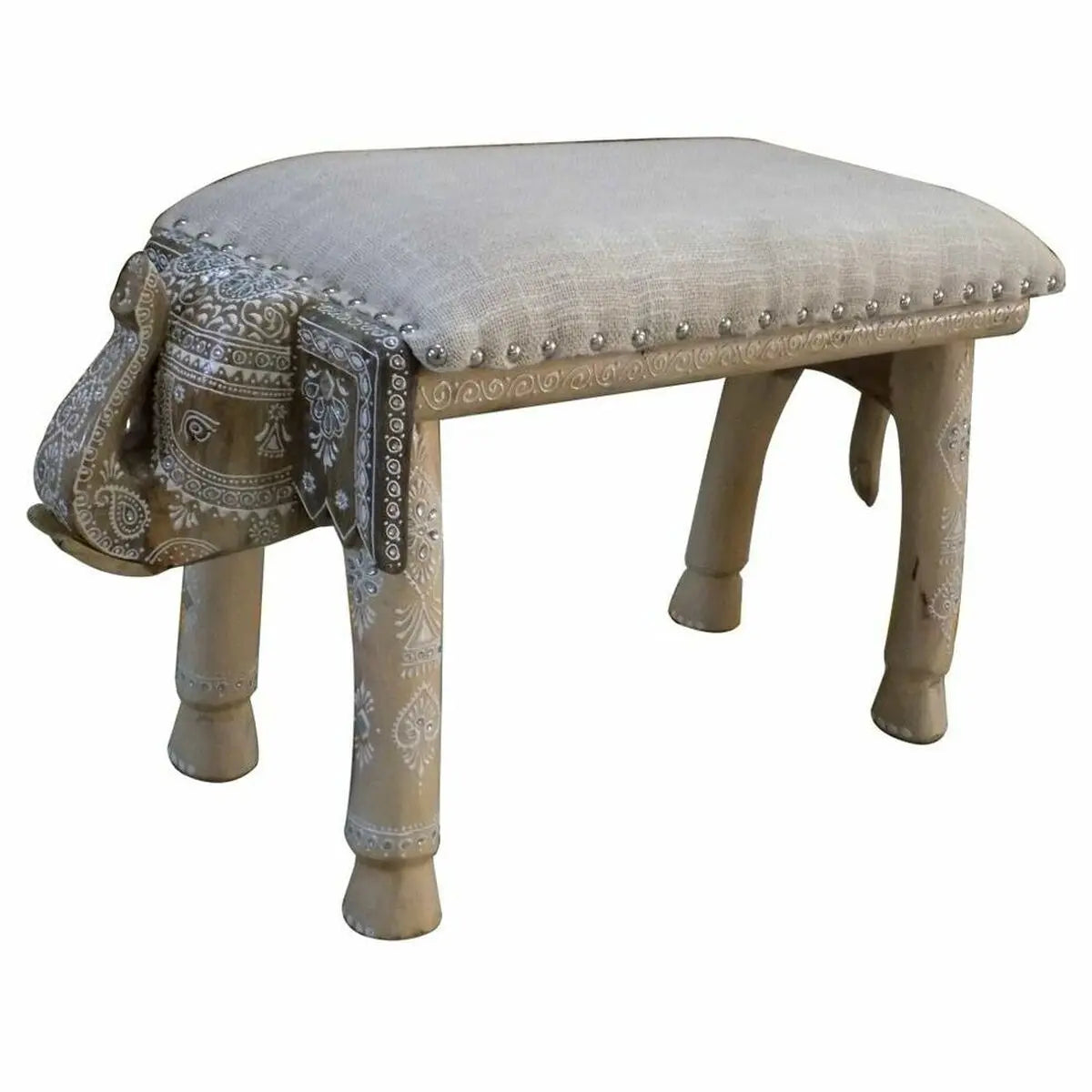 Banquette DKD Home Decor Eléphant Blanc Naturel Bois de manguier 65 x 31,7 x 38 cm Mamm