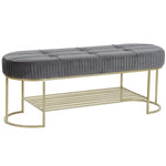 Banquette DKD Home Decor Gris Doré Métal 120 x 40 x 45 cm Mamm