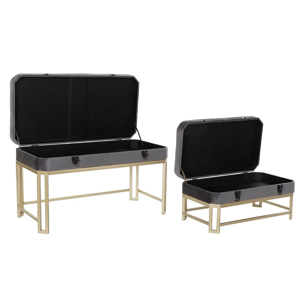 Banquette DKD Home Decor   Gris Doré Métal Velours (80 x 40 x 47 cm) Mamm