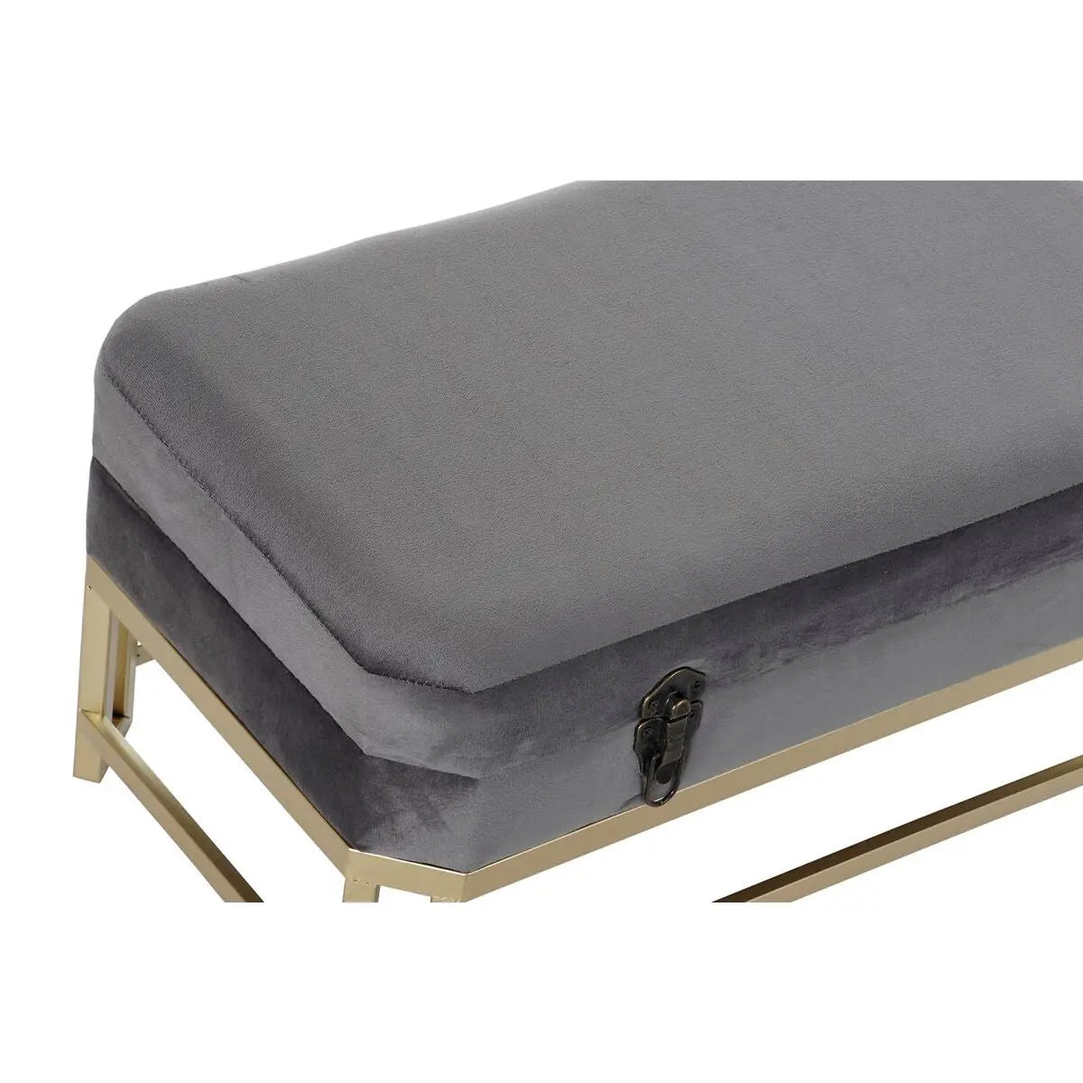 Banquette DKD Home Decor   Gris Doré Métal Velours (80 x 40 x 47 cm) Mamm