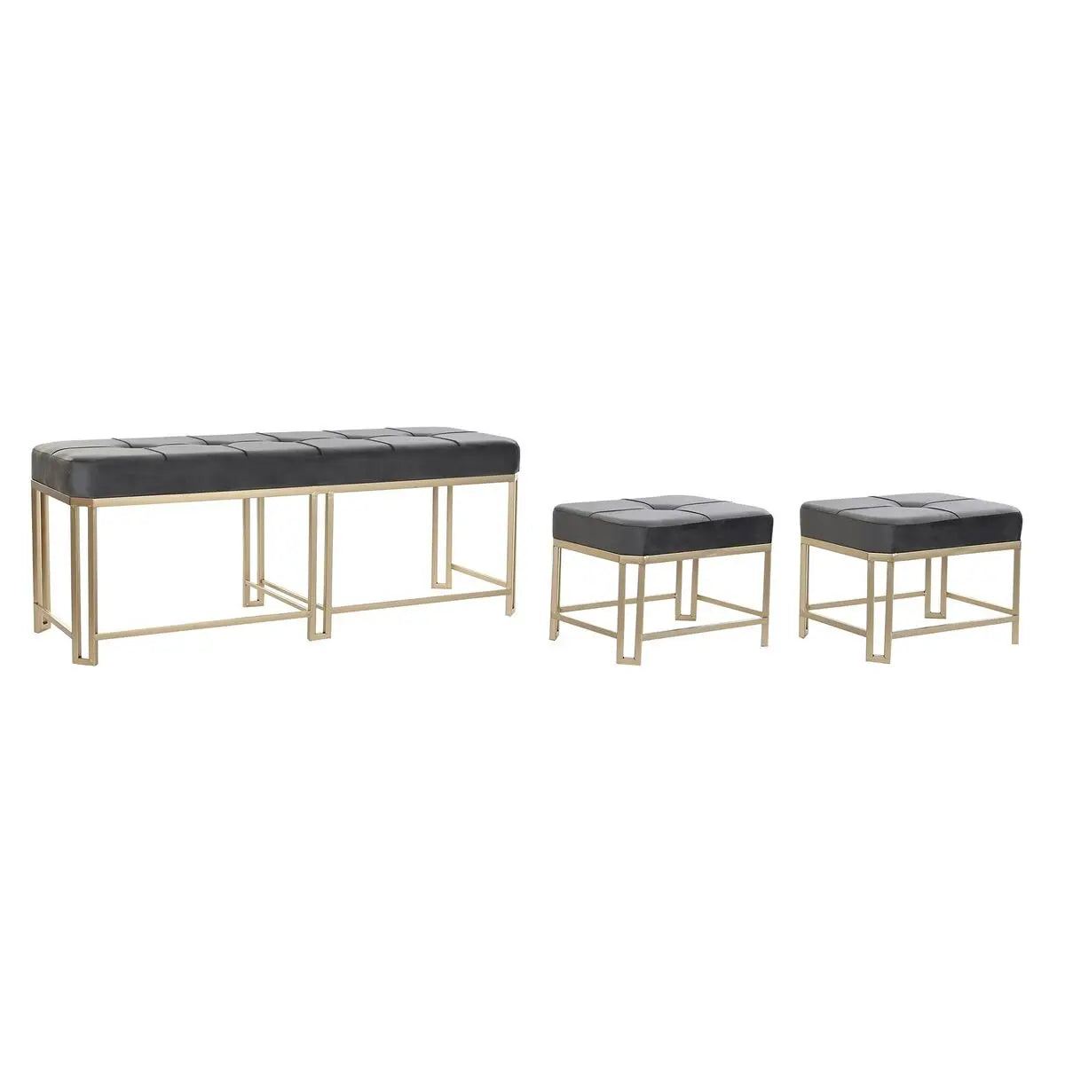 Banquette DKD Home Decor   Gris Métal Velours (120 x 40 x 47 cm) Mamm