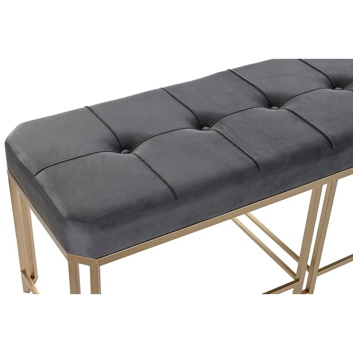 Banquette DKD Home Decor   Gris Métal Velours (120 x 40 x 47 cm) Mamm