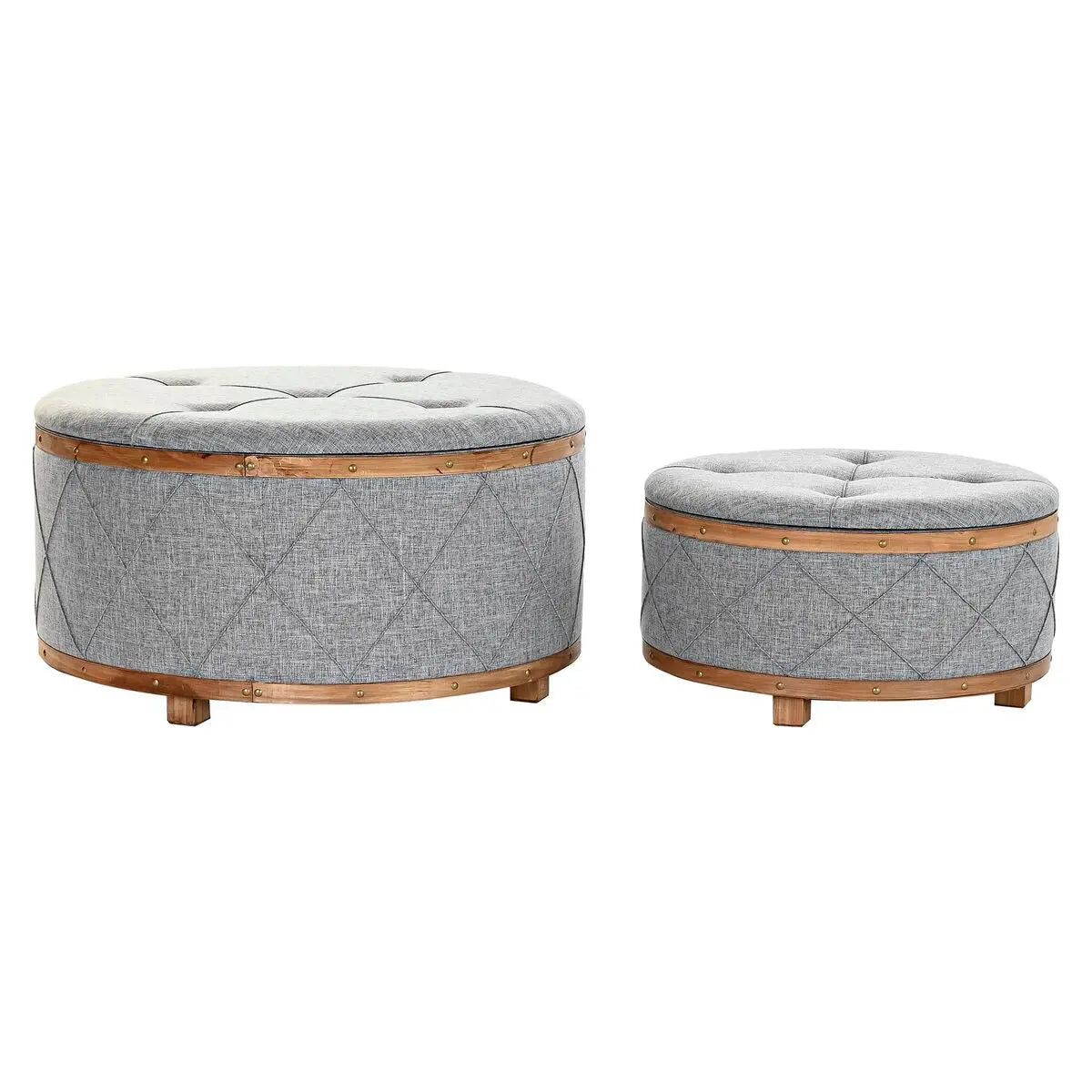 Banquette DKD Home Decor Naturel Bois Polyester Gris clair (80 x 80 x 43 cm) Mamm