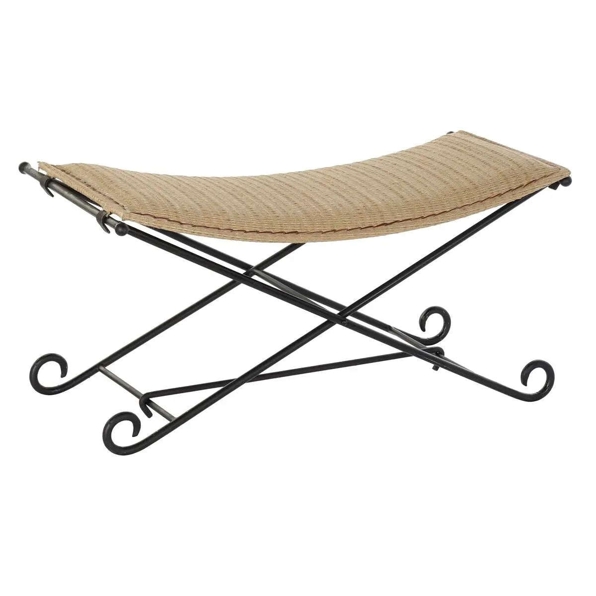 Banquette DKD Home Decor Noir Métal Marron Clair Rotin (94 x 49 x 44 cm) Mamm