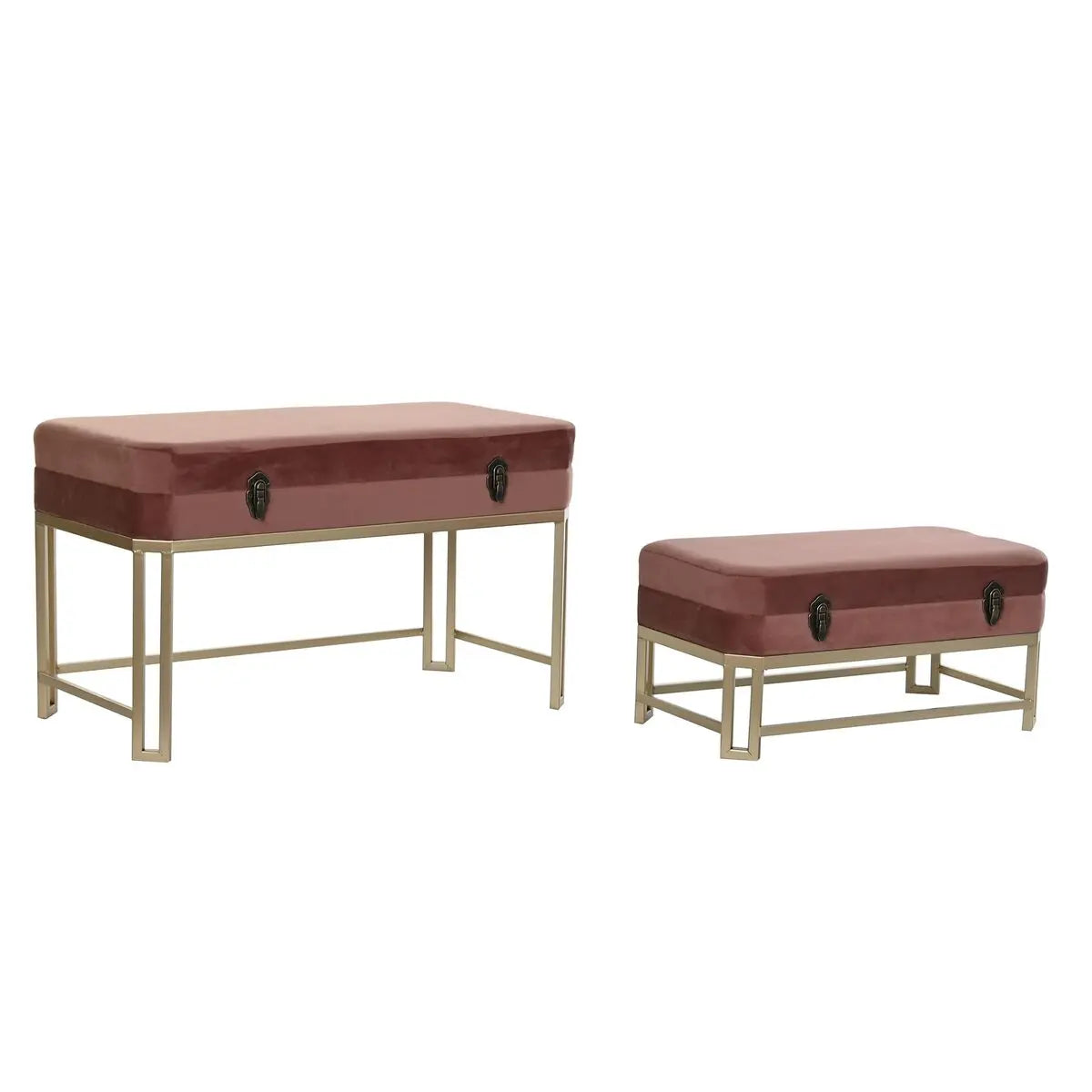 Banquette DKD Home Decor Rose Doré Métal Velours (80 x 40 x 47 cm) Mamm