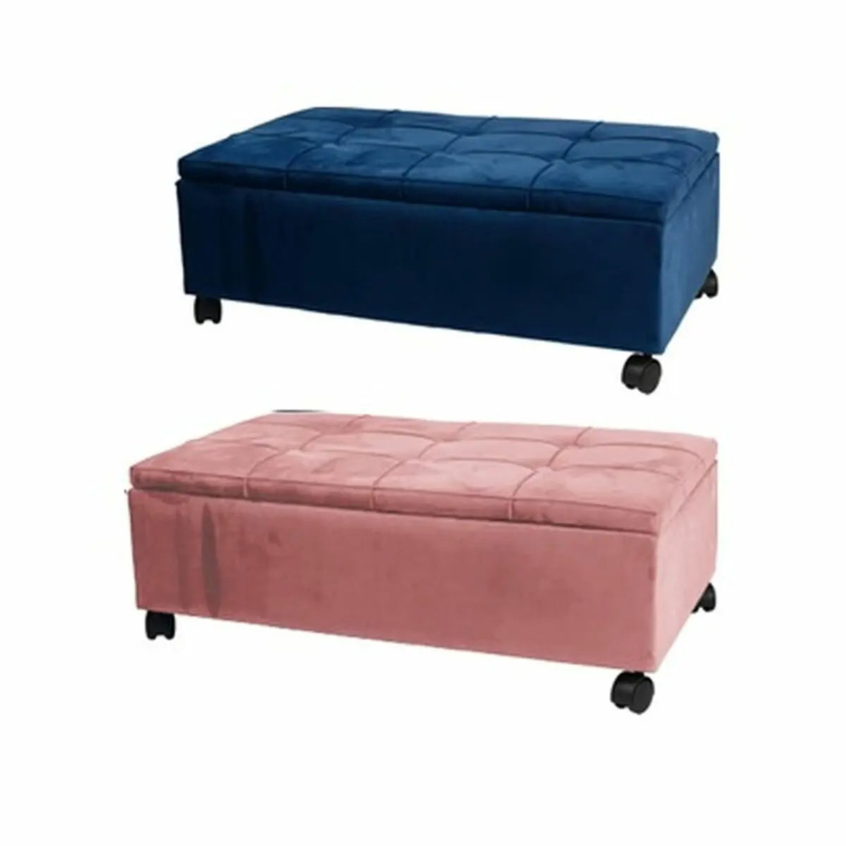 Banquette DKD Home Decor Rose Polyester Velours Blue marine Peuplier (70 x 39,5 x 24,5 cm) (2 Unités) Mamm