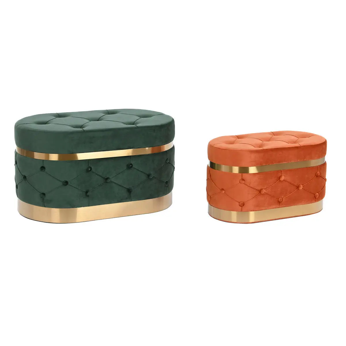 Banquette DKD Home Decor Vert Orange Doré Bois MDF 80 x 47 x 43 cm (2 Unités) Mamm