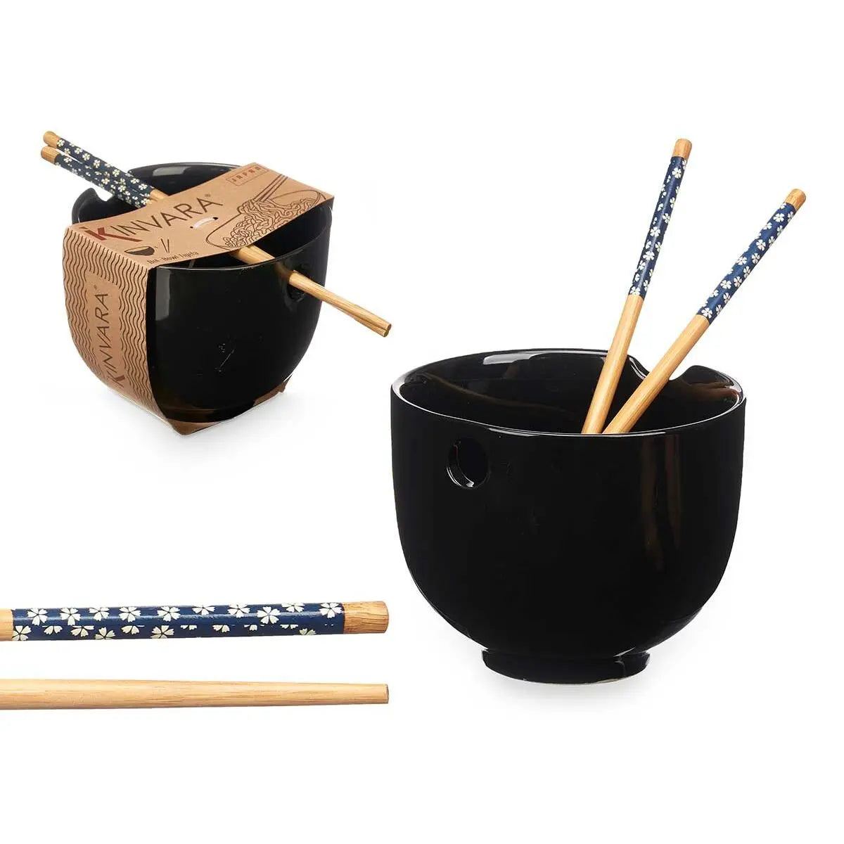 Bol Noir Bambou 24 x 10,7 x 13,3 cm Bâtons asiatico/oriental (12 Unités) Mamm