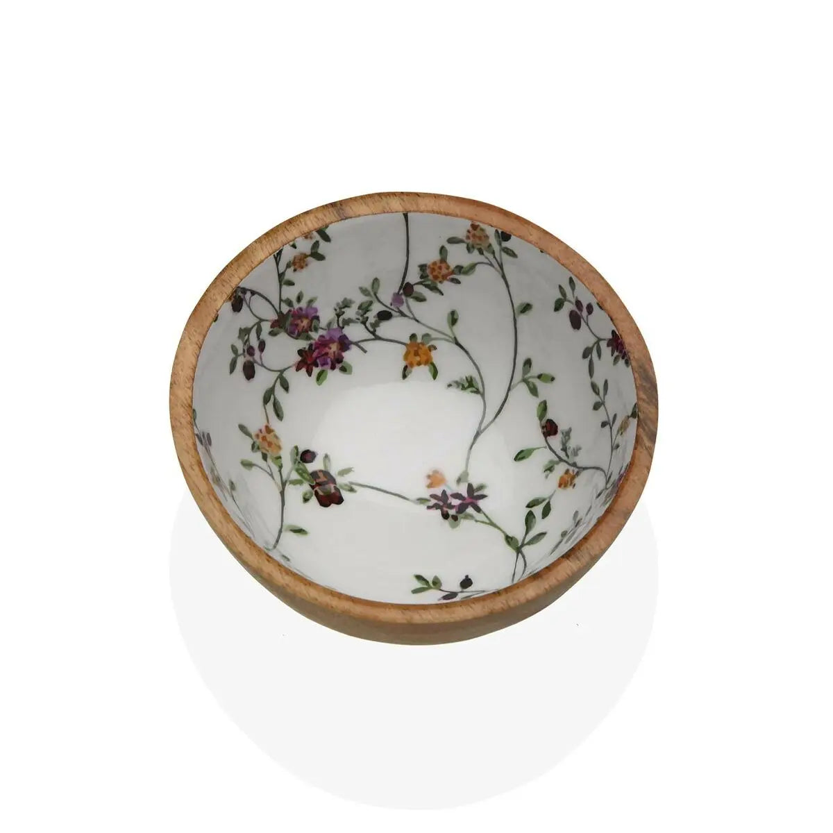 Bol Versa Fleurs Campagne Bambou Porcelaine Bois de manguier 13 x 7 x 13 cm Bigbuy