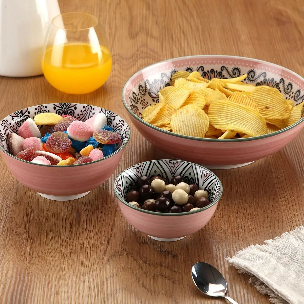 Bol pour Apéritifs Versa Rose Céramique Porcelaine 11,5 x 6 x 11,5 xm Bigbuy