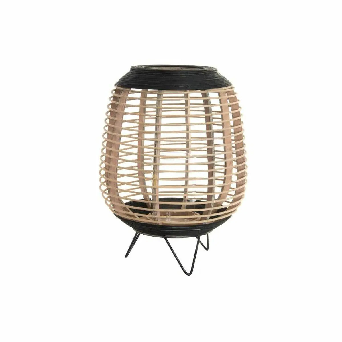 Bougeoir DKD Home Decor Verre Noir Métal Marron Bambou (32 x 32 x 43 cm) Mamm