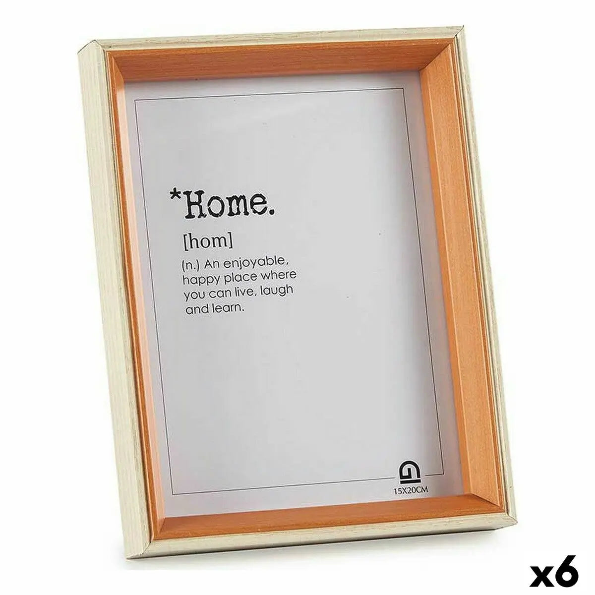 Cadre photo 17 x 22 x 3 cm Verre Marron Blanc Bois MDF (6 Unités) Mamm