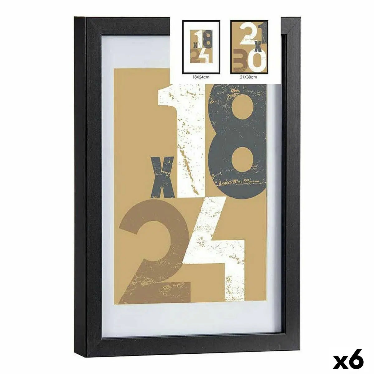 Cadre photo 24 x 2,5 x 32,5 cm Noir verre Bois MDF (6 Unités) Mamm