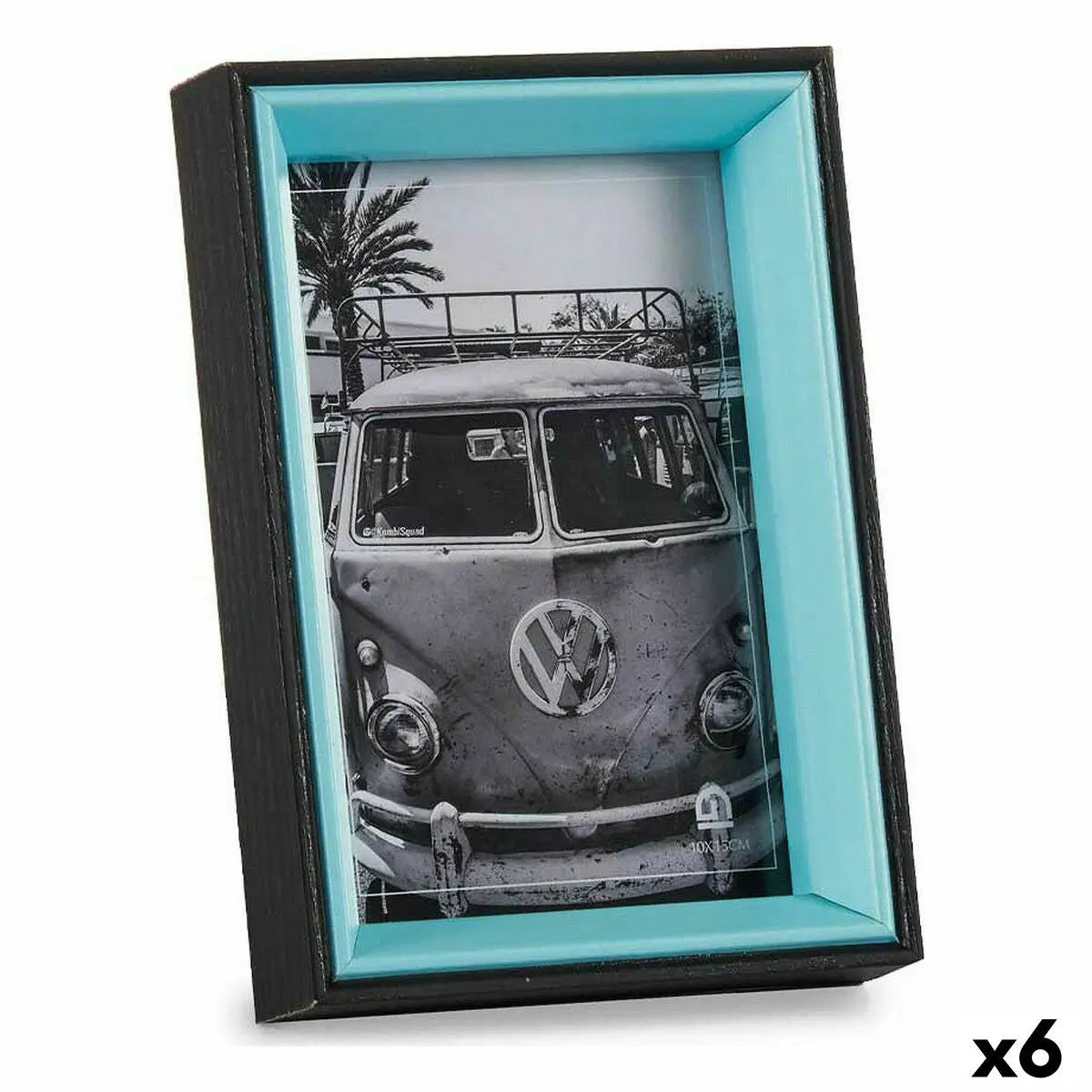 Cadre photo 3 x 17 x 12 cm Verre Noir Bleu Bois MDF (6 Unités) Mamm