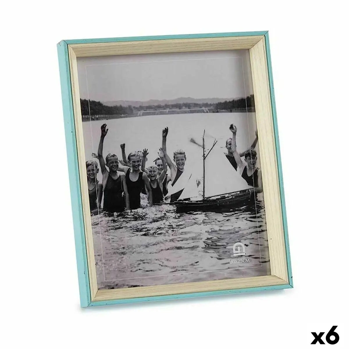 Cadre photo Verre Bleu Blanc 3 x 27 x 22 cm Bois MDF (6 Unités) Mamm