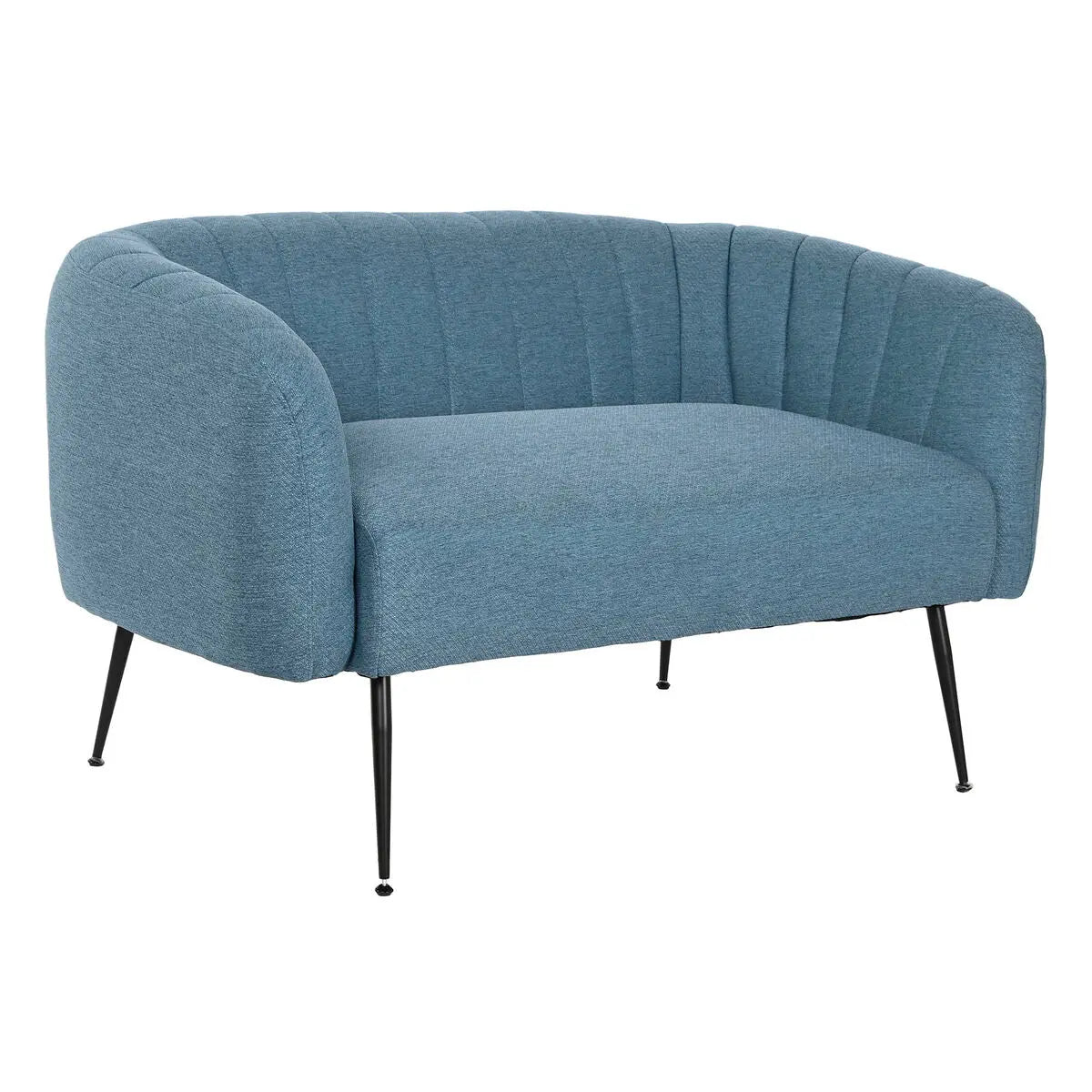 Canapé DKD Home Decor Bleu Noir Mousse Bois Métal Velours Scandi 129 x 75 x 73 cm Bigbuy