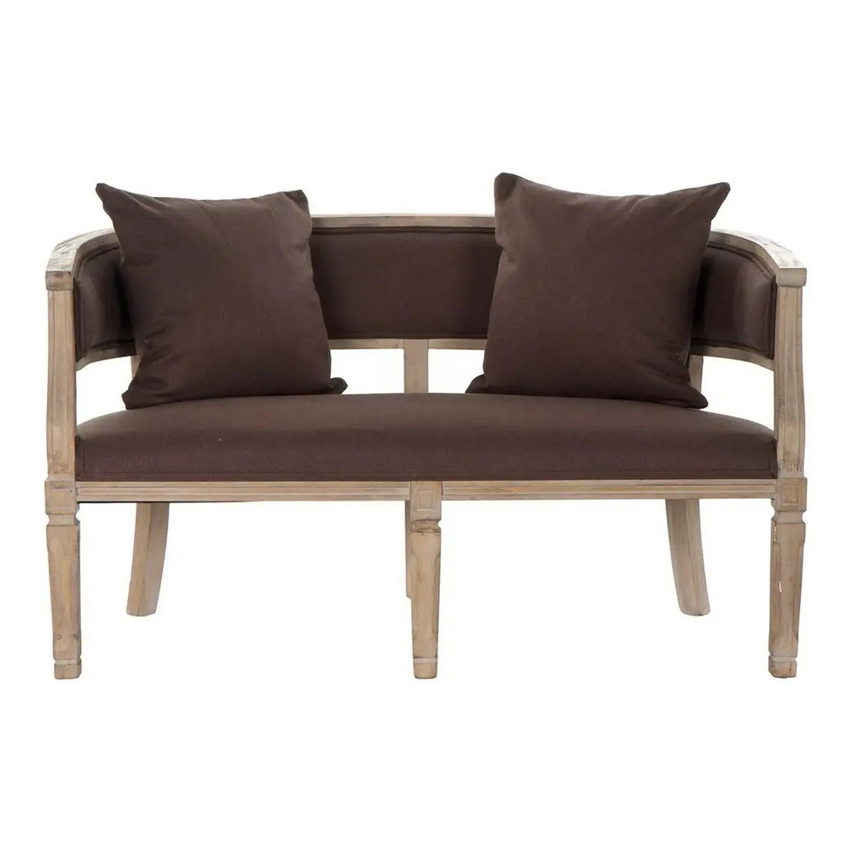 Canapé DKD Home Decor Marron Lin Bois d'hévéa Traditionnel (122 x 69 x 72 cm) Bigbuy