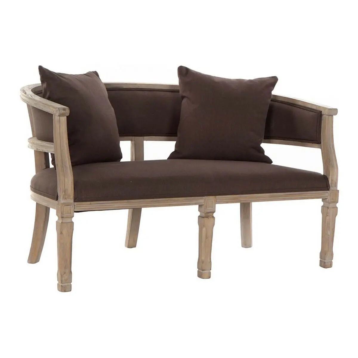 Canapé DKD Home Decor Marron Lin Bois d'hévéa Traditionnel (122 x 69 x 72 cm) Bigbuy