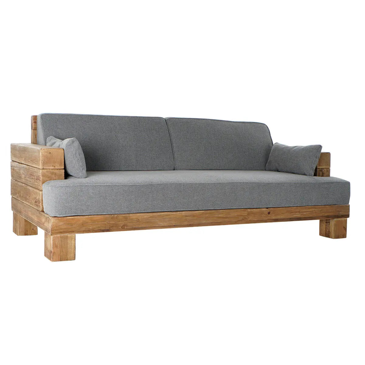 Canapé DKD Home Decor Naturel Gris Polyester Aluminium Bois Recyclé (224 x 95 x 82 cm) Bigbuy