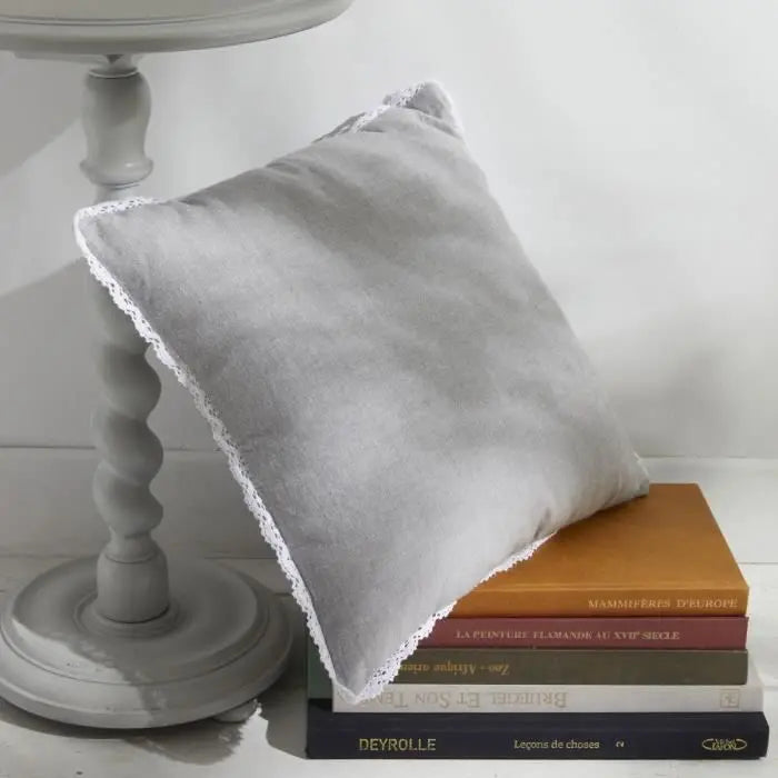 Coussin - TODAY - CHARME - Chambray x Dentelle Capucine - 40 x 40 cm Mamm