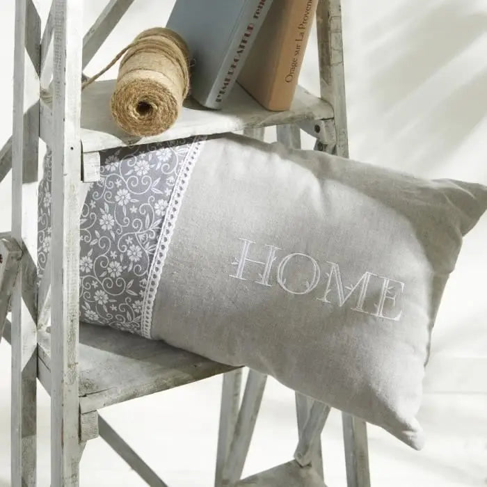 Coussin - TODAY - CHARME - Imprimé x Chambray x Broderie Capucine - 30 x 50 cm Octopia
