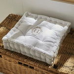 Coussin de sol - TODAY - CHARME - Slub x Chambray x Broderie Berenice - 40 x 40 x 10 cm Octopia