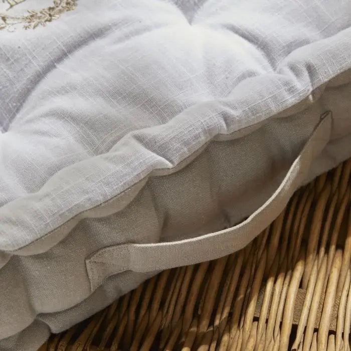 Coussin de sol - TODAY - CHARME - Slub x Chambray x Broderie Berenice - 40 x 40 x 10 cm Octopia