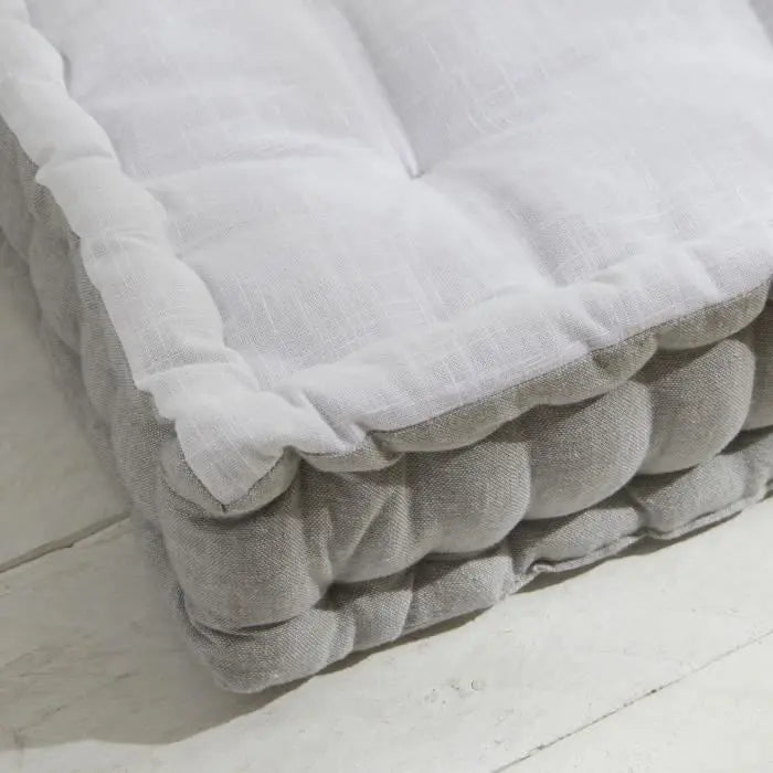 Coussin de sol - TODAY - CHARME - Slub x Chambray x Broderie Capucine - 40 x 40 x 10 cm Octopia