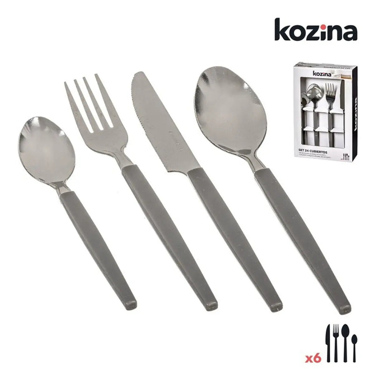 Couverts Kozina Gris Acier 24 Pièces Mamm