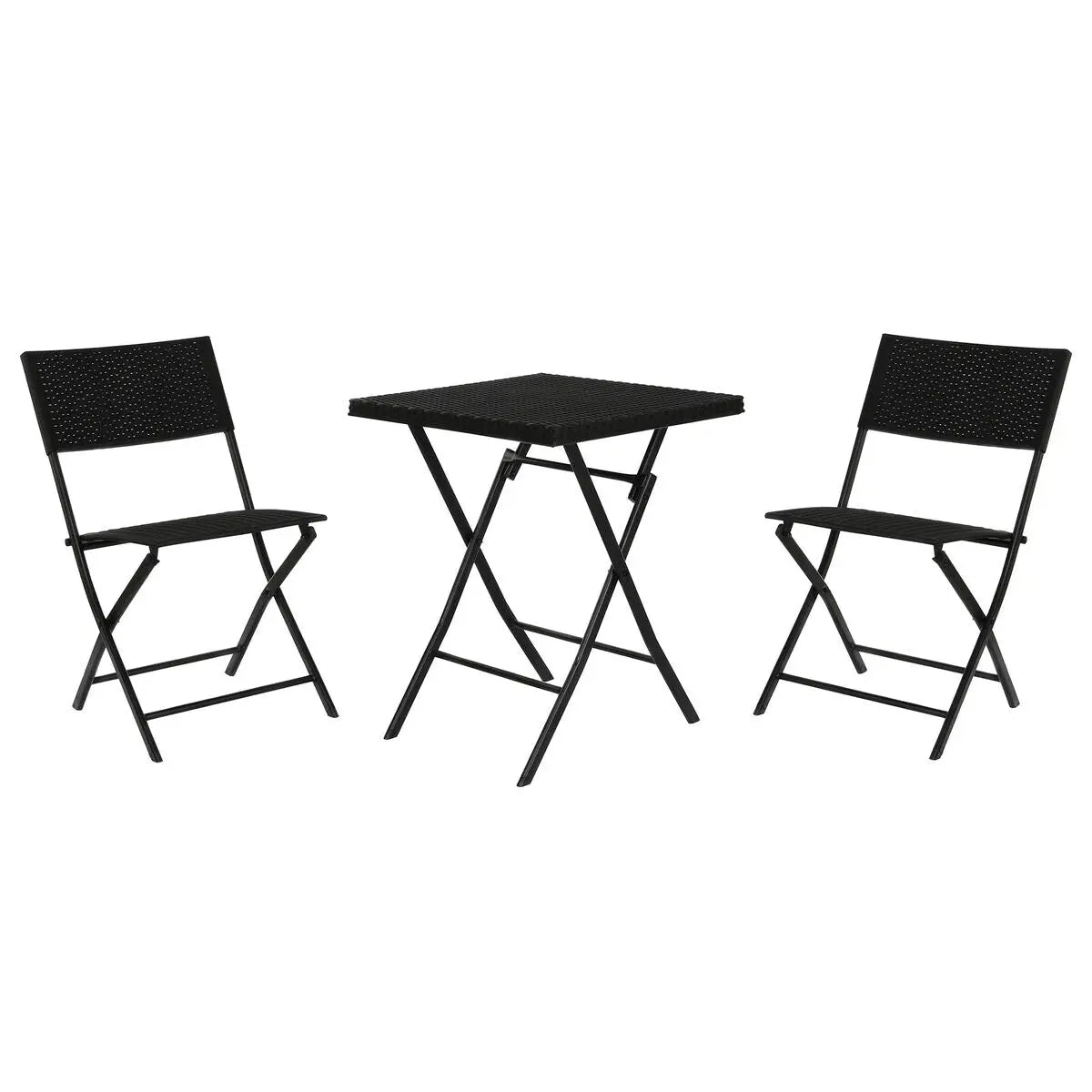 Ensemble Table + 2 Chaises Home ESPRIT Noir Acier rotin synthétique 58 x 58 x 71,5 cm Mamm