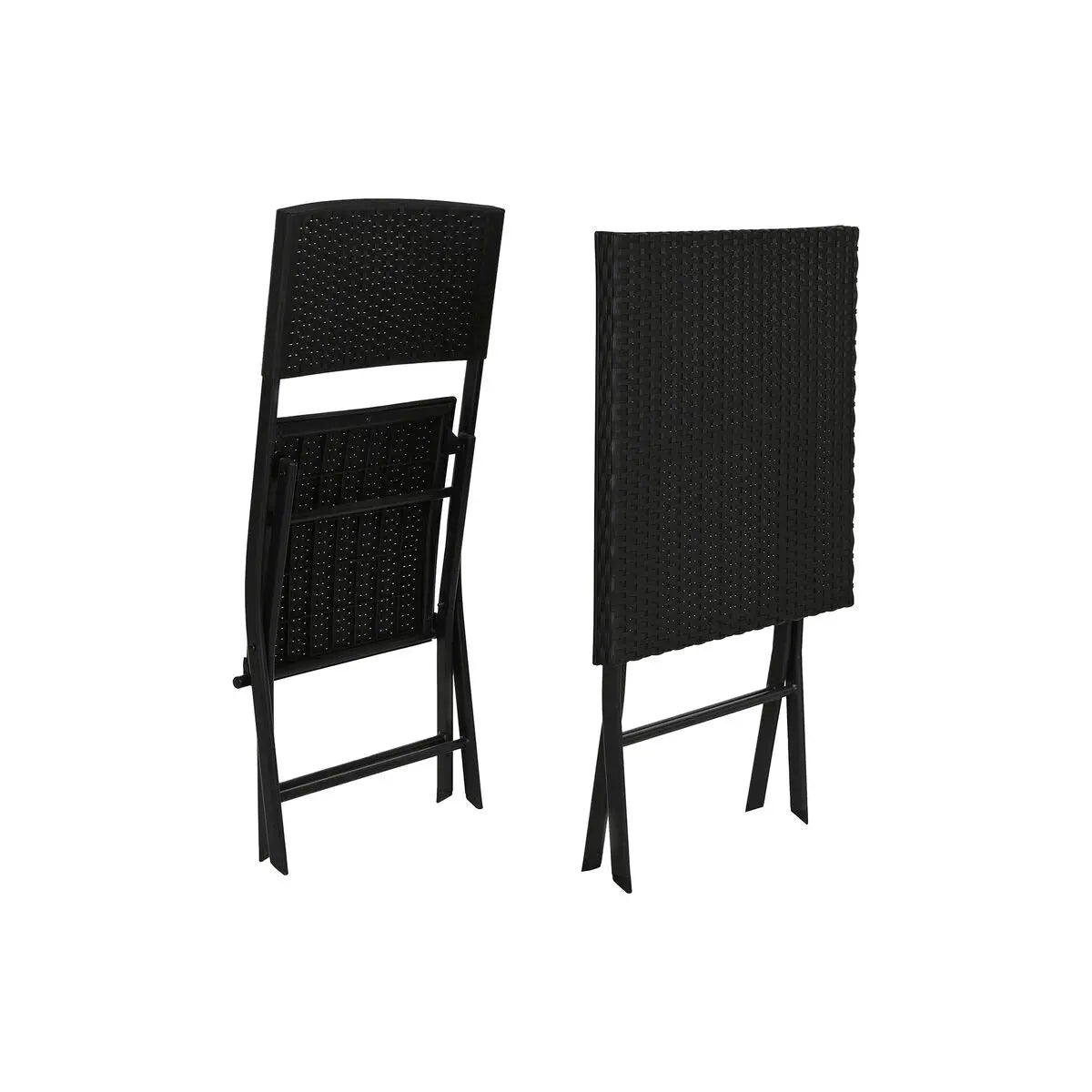 Ensemble Table + 2 Chaises Home ESPRIT Noir Acier rotin synthétique 58 x 58 x 71,5 cm Mamm