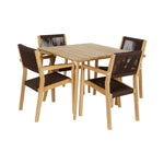Ensemble Table + 4 Chaises DKD Home Decor 90 x 90 x 75 cm Teck Corde Mamm
