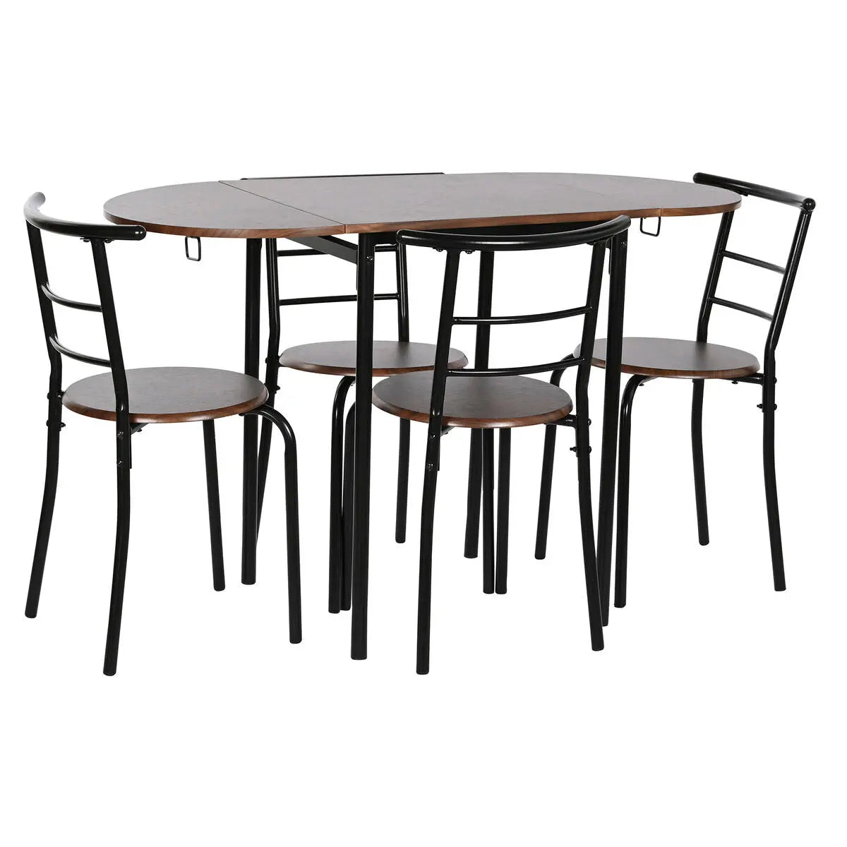 Ensemble Table + 4 Chaises DKD Home Decor Marron Noir Métal Bois MDF 121 x 55 x 78 cm Bigbuy