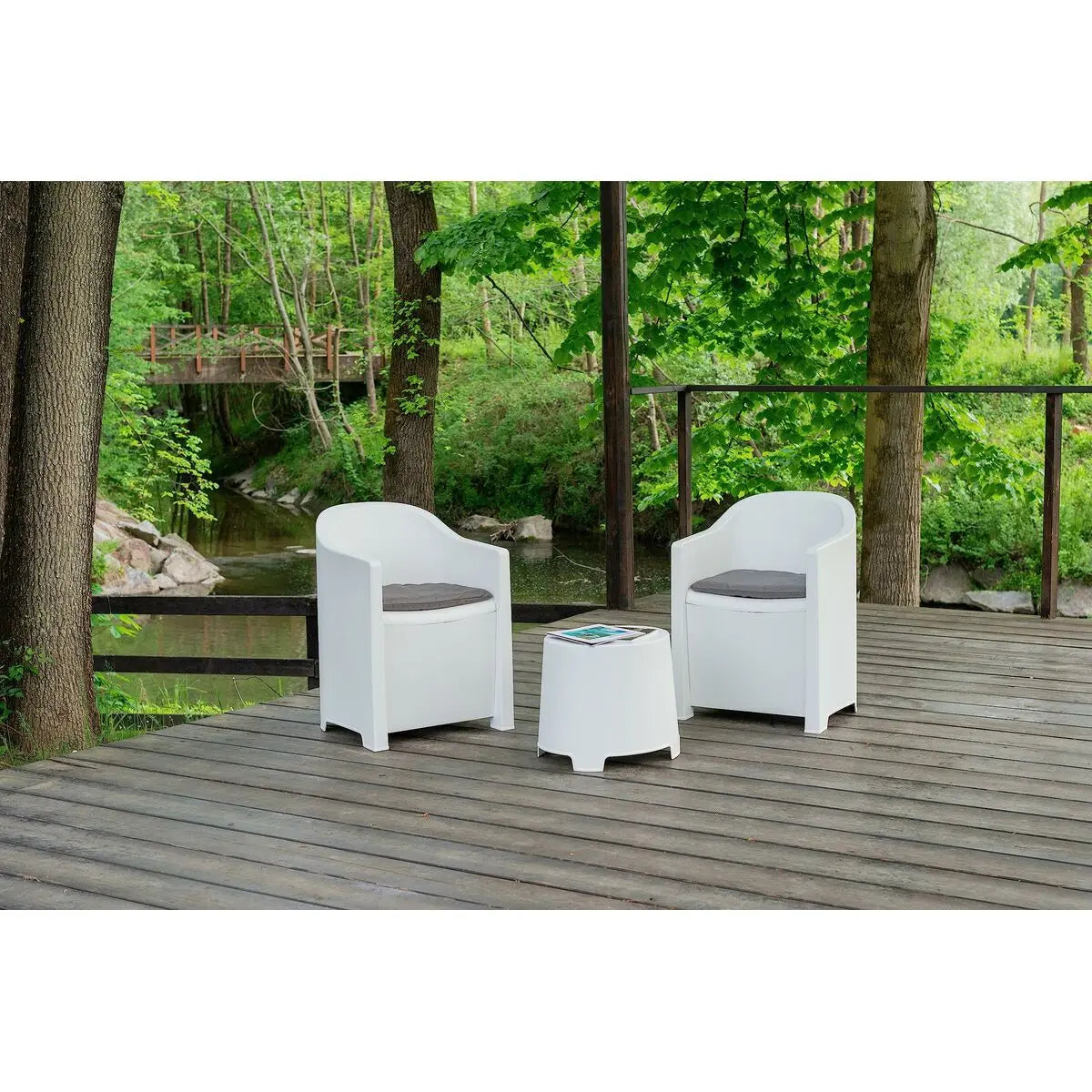 Ensemble Table avec 2 Sièges IPAE Progarden Luna sluc06bg Blanc Jardin (3 Pièces) Bigbuy