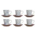 Ensemble de tasses à café DKD Home Decor Bleu Marron Grès (150 ml) Mamm