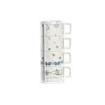 Ensemble de tasses à café DKD Home Decor Bleu Métal Blanc 260 ml 4 Pièces Dolomite Mamm