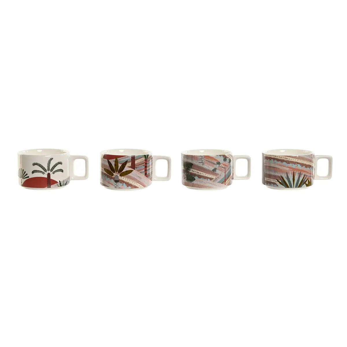 Ensemble de tasses à café Home ESPRIT Beige Rose Terre cuite Lila Métal Bambou Dolomite 260 ml Mamm