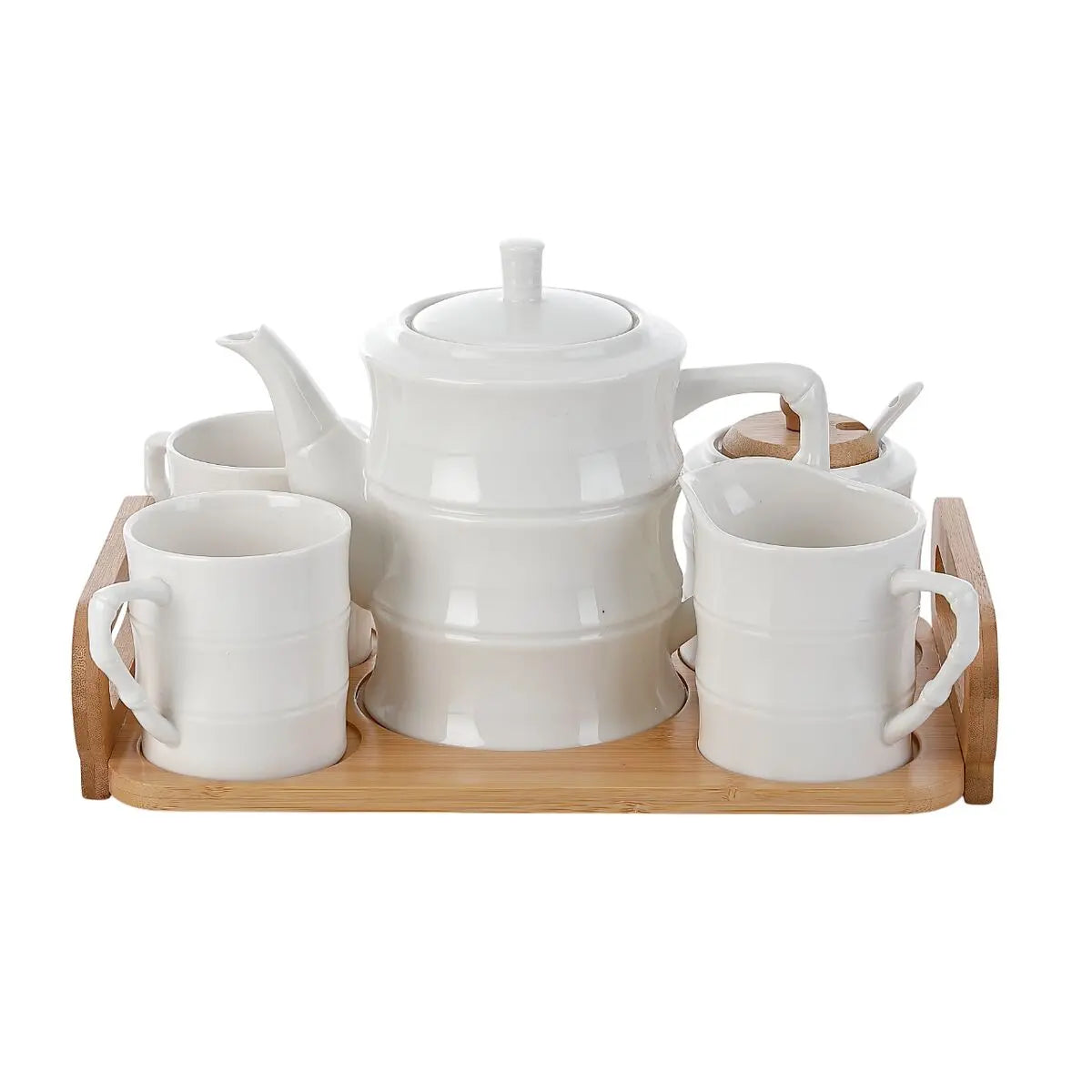 Ensemble de tasses à café Home ESPRIT Blanc Bambou Porcelaine 240 ml Mamm