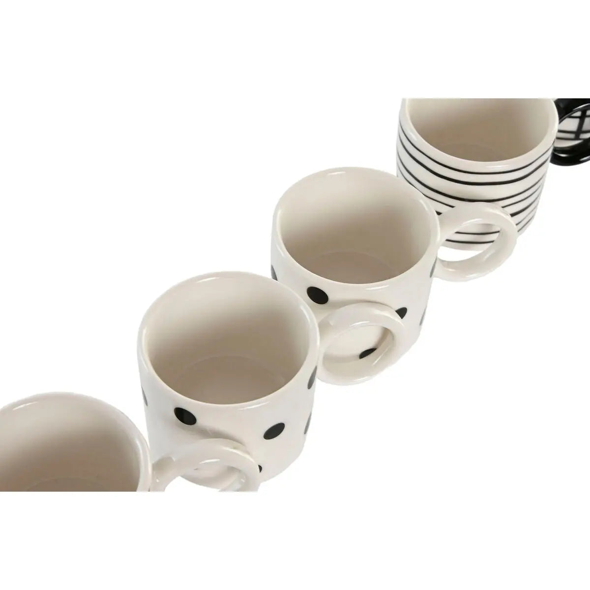 Ensemble de tasses à café Home ESPRIT Blanc Noir Porcelaine 90 ml Mamm