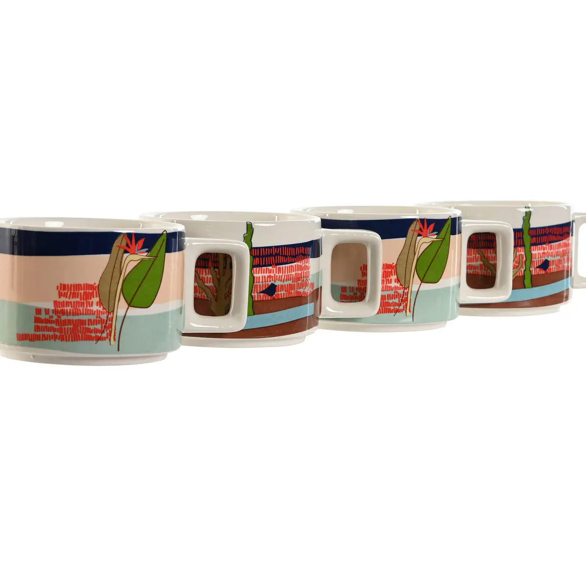 Ensemble de tasses à café Home ESPRIT Bleu Vert Rose Lila Métal Bambou Dolomite 260 ml Mamm